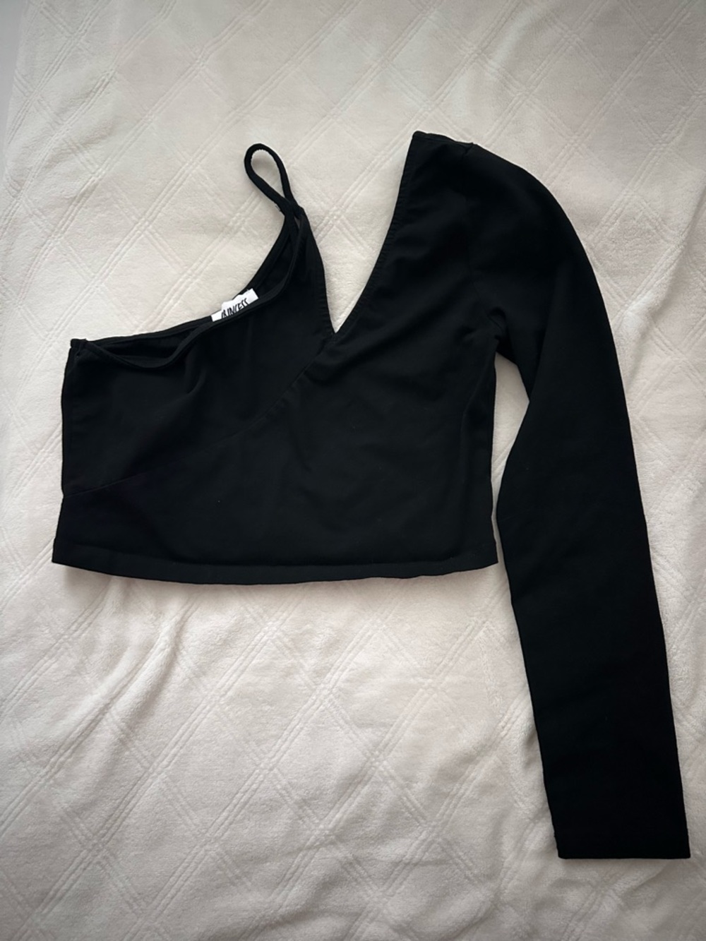 Princess Polly Black One-Shoulder Asymmetric Crop Top
